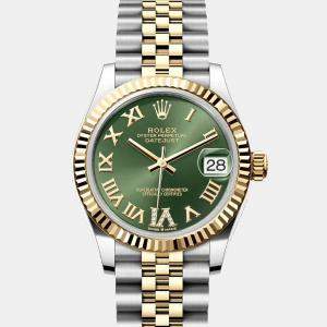 Pre Owned Rolex Datejust 278273-0016 Automatic Green Diamond 18K Yellow Gold Stainless Steel Women’s Wristwatch 31 mm
