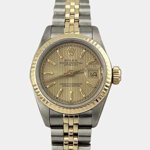 Pre Owned Rolex Datejust 69173 Automatic Champagne 18K Yellow Gold Stainless Steel Women's Wristwatch 26 mm