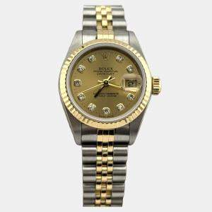 Pre Owned Rolex Datejust 79173 Automatic Champagne Stainless Steel Women's Wristwatch 26 mm