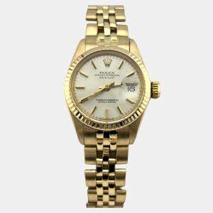 Pre Owned Rolex Datejust 6917 Automatic Silver 18K Yellow Gold Women's Wristwatch 26mm