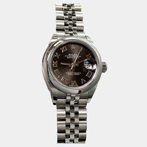 Pre Owned Rolex Datejust 279160 Automatic Dark Grey Stainless Steel Women's Wristwatch 28mm