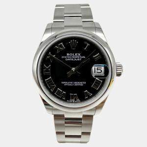 Pre Owned Rolex Datejust 278240 Automatic Black Stainless Steel Women's Wristwatch 31 mm