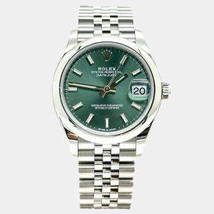Pre Owned Rolex Datejust 278240 Automatic Green Stainless Steel Women's Wristwatch 31 mm