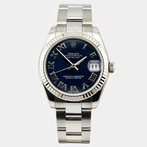 Pre Owned Rolex Datejust Midsize 178274 Automatic Blue Stainless Steel Women's Wristwatch 31 mm