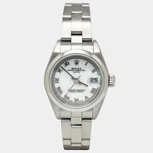 Pre Owned Rolex Date 79160 Automatic White Stainless Steel Women's Wristwatch 26 mm