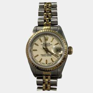 Pre Owned Rolex Datejust 69173 Automatic Ivory 18K Yellow Gold Stainless Steel Women's Wristwatch 26 mm