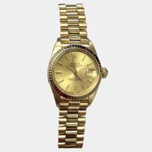Pre Owned Rolex President Datejust 6917 Automatic Champagne 18K Yellow Gold Women's Wristwatch 26 mm