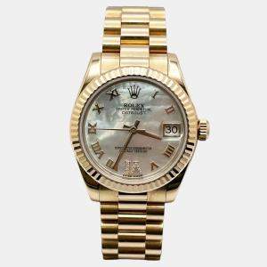Pre Owned Rolex President 178275 Automatic MOP Diamond 18K Rose Gold Women's Wristwatch 31 mm