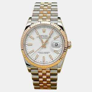 Pre Owned Rolex Datejust 126231 Automatic White 18K Rose Gold Stainless Steel Women's Wristwatch 36 mm