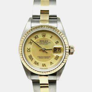 Pre Owned Rolex Datejust 79173 Automatic Mother of Pearl 18K Yellow Gold Stainless Steel Women's Wristwatch 26 mm