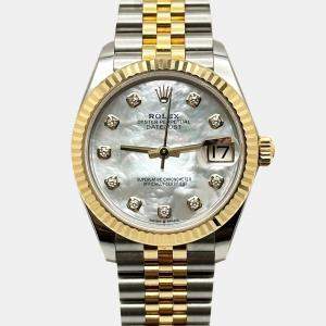 Pre Owned Rolex Datejust 278273 Automatic Mother of Pearl Diamond 18K Yellow Gold Stainless Steel Women's Wristwatch 31 mm