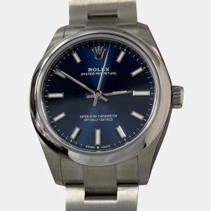 Pre Owned Rolex Oyster Perpetual 277200 Automatic Blue Stainless Steel Women's Wristwatch 31 mm