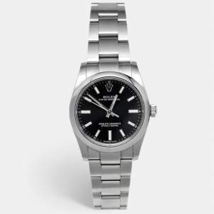 Pre Owned Rolex Oyster Perpetual M124200-0010 Black Dial Oystersteel Women's Wristwatch 34 mm
