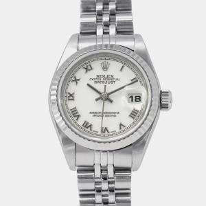 Pre Owned Rolex Datejust 79174 Automatic 18k White Gold Stainless Steel Women's Wristwatch 26 mm