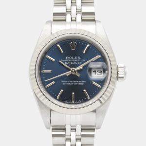Pre Owned Rolex Datejust 79174 Automatic Blue 18k White Gold Stainless Steel Women's Wristwatch 26 mm