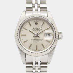 Pre Owned Rolex Datejust  69174 Automatic Silver 18k White Gold Stainless Steel Women's Wristwatch 25.5 mm