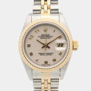 Pre Owned Rolex Datejust 69173 Automatic Beige 18k Yellow Gold Stainless Steel Women's Wristwatch 26 mm