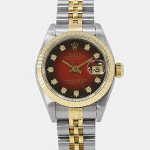 Pre Owned Rolex Datejust 69173G Quartz Cherry Gradation Stainless Steel Women’s Wristwatch 26 mm