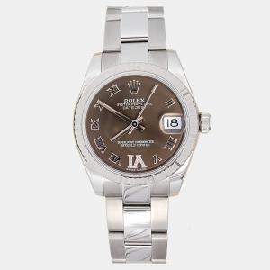 Pre Owned Rolex Datejust 178274 Automatic Diamond Bronze Stainless Steel Women's Wristwatch 31 mm