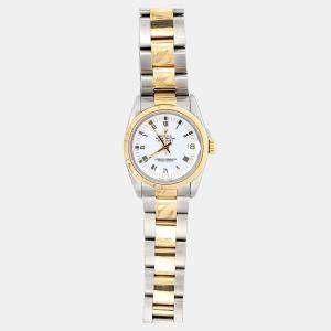 Pre Owned Rolex Datejust 68243 Automatic White 18k Yellow Gold Stainless Steel Women's Wristwatch 31 mm