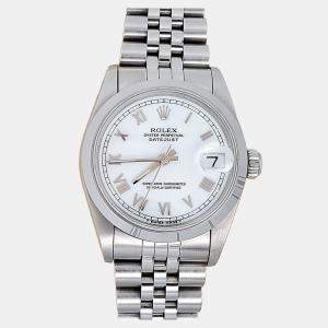 Pre Owned Rolex Datejust 68240 Automatic White Stainless Steel Women's Wristwatch 31 mm