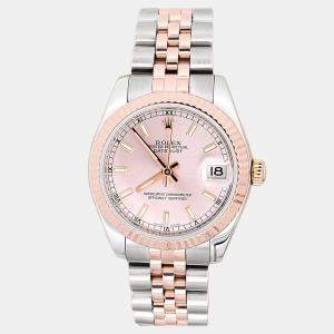 Pre Owned Rolex Datejust 178271 Automatic Pink 18k Rose Gold Stainless Steel Women's Wristwatch 31 mm