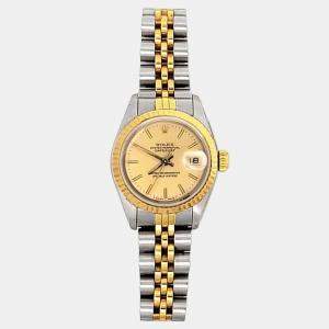 Pre Owned Rolex Datejust 69173 Automatic Champagne 18k Yellow Gold Stainless Steel Women's Wristwatch 26 mm