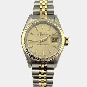 Pre Owned Rolex Datejust 69173 Automatic Champagne Dial 18K Yellow Gold Stainless Steel Women's Wristwatch 26mm