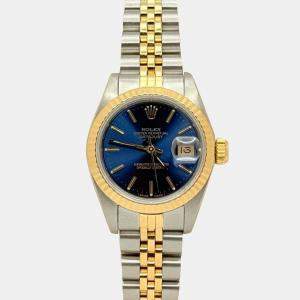 Pre Owned Rolex Datejust 69173 Automatic Blue Dial 18K Yellow Gold Stainless Steel Women's Wristwatch 26mm