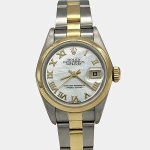 Pre Owned Rolex Datejust 79163 Automatic Mother of Pearl Dial 18K Yellow Gold Stainless Steel Women's Wristwatch 26mm