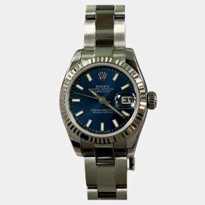 Pre Owned Rolex Datejust 179174 Automatic Blue 18k White Gold Stainless Steel Women's Wristwatch 26 mm