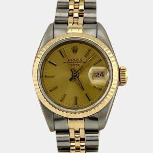 Pre Owned Rolex Datejust 69173 Automatic Gold 18k Yellow Gold Stainless Steel Women's Wristwatch 26 mm