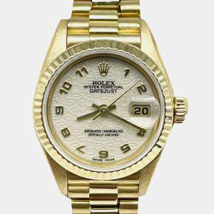 Pre Owned Rolex Datejust 79178 Automatic Cream 18k Yellow Gold Women's Wristwatch 26 mm