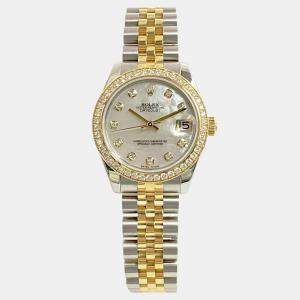 Pre Owned Rolex Datejust 178383 Automatic Mother of Pearl Diamond Dial Stainless Steel 18k Yellow Gold Women's Wristwatch 31mm