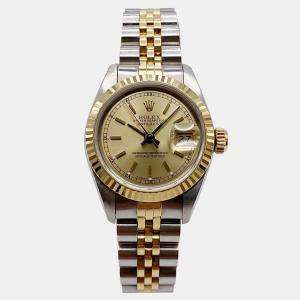 Pre Owned Rolex Datejust 69173 Automatic Champagne Dial Stainless Steel 18k Yellow Gold Women's Wristwatch 26mm