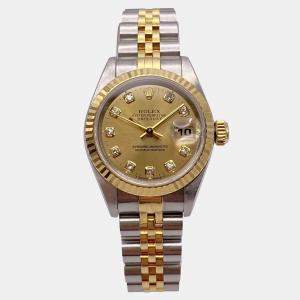 Pre Owned Rolex Datejust 69173 Automatic Diamond Dial Stainless Steel 18k Yellow Gold Women's Wristwatch 26mm