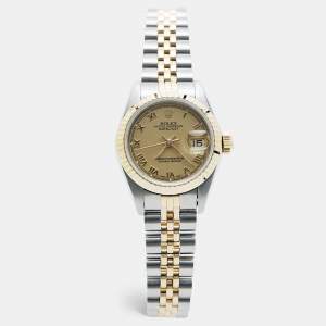 مملوكة مسبقًا Rolex Datejust 69173 Champagne Dial 18k Yellow Gold Stainless Steel Women's Wristwatch 26 mm