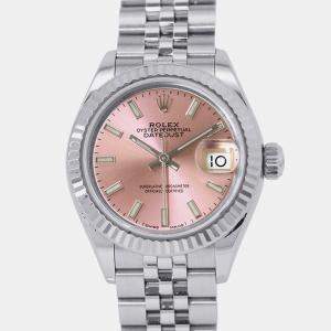 Pre Owned Rolex Datejust 279174 Automatic Pink 18k White Gold Stainless Steel Women's Wristwatch 28 mm