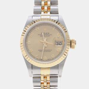 Pre Owned ساعة يد نسائية رولكس ديت جست 69173 ستانلس ستيل وذهب أصفر عيار 18 أوتوماتيكية 26 مم