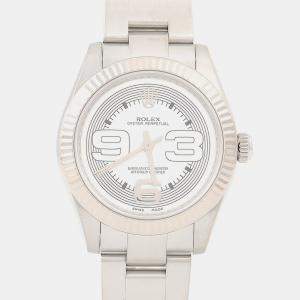 Pre Owned ساعة يد نسائية رولكس أويستر بيربيتشوال 177234 أوتوماتيك ستانلس ستيل وذهب أبيض عيار 18 31 مم