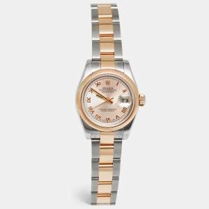 Pre Owned Rolex Datejust 179161 Pink Rose Dial 18K Everose Gold Oystersteel Women's Wristwatch 26 mm