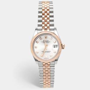 Pre Owned ساعة يد نسائية رولكس دايتجست M278271-0016 ألماس ميناء فضي ذهب إيفروز عيار 18 ستانلس ستيل 31 مم