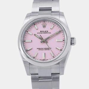 Pre Owned Rolex Datejust 124200 Pink Stainless Steel Automatic Men's Wristwatch 34 mm