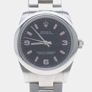 Pre Owned Rolex Oyster Perpetual 177200 Automatic Black Stainless Steel Women's Wristwatch 31 mm