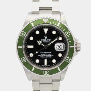 Pre Owned Rolex Submariner 16610LV Black Stainless Steel Automatic Women's Watches 40mm