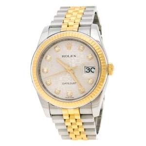 Rolex Silver 18K Yellow Gold Stainless Steel Diamond Datejust II 116233 Women's Wristwatch 35MM