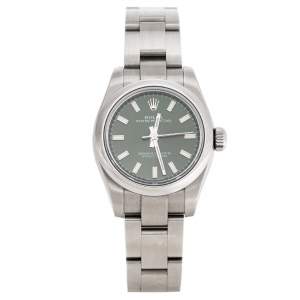 Rolex Olive Green Stainless Steel Oyster Perpetual 176200OVSO Women's Wristwatch 26 mm