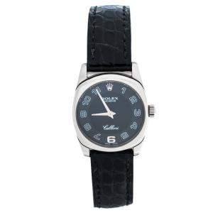 Rolex Black 18K White Gold Crocodile Leather Cellini Danaos 6229/9 Women's Wristwatch 25 mm