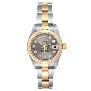 Rolex Rhodium 18K Yellow Gold Stainless Steel Diamonds Datejust 79163 Women's Wristwatch 26 MM