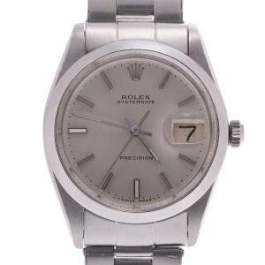 Pre Owned Rolex Silver Stainless Steel Oyster Date Precision 6694 Men's Wristwatch 34MM